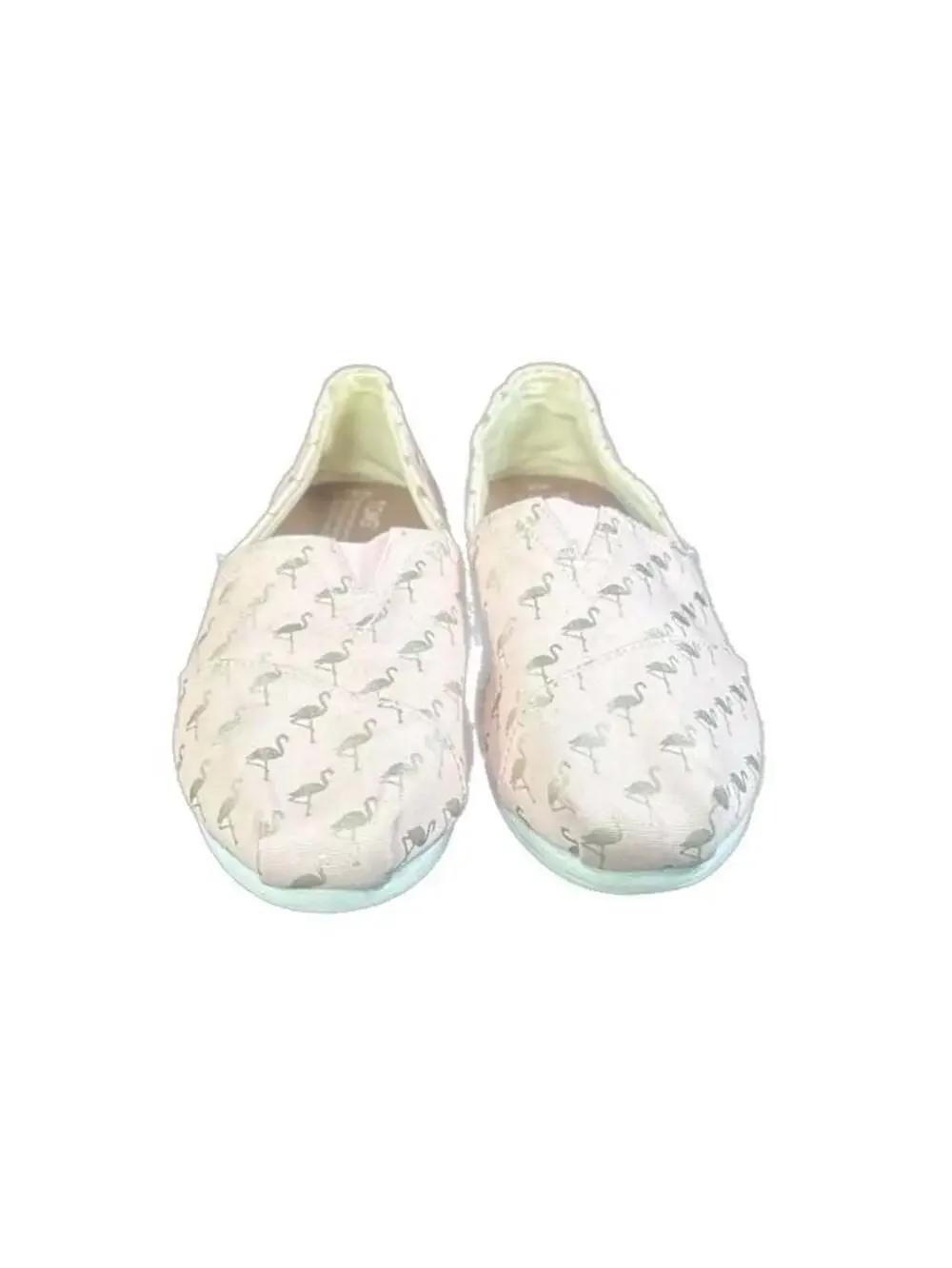 TOMS Alpargata Pink Gold Foil Flamingo Print Slip-On Shoes, Size 9